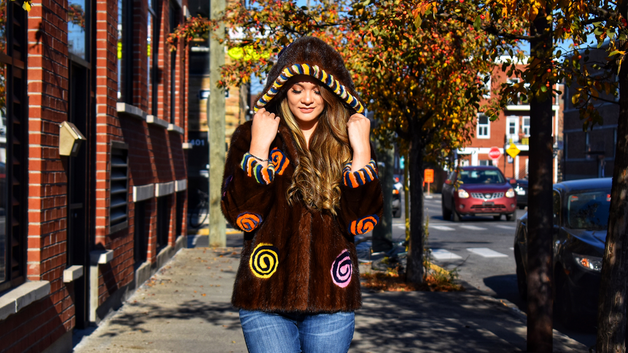 Recycled Demi-Buff mink jacket with sheared beaver inserts