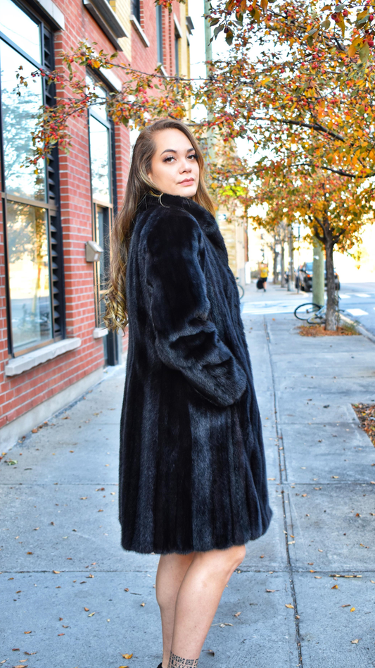 Aline, fitted female mink coat