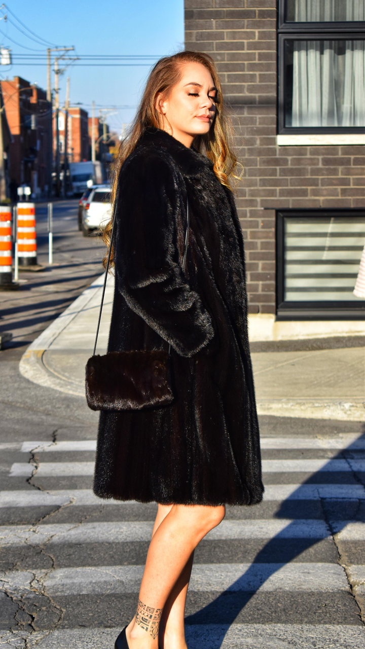 Aline, fitted female mink coat